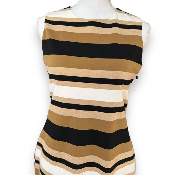 NWT Calvin Klein | Gold Sparkle Taupe and Black Body-con Sheath Dress Sz 4 - Picture 13 of 14